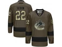 Canucks #22 Daniel Sedin Green Salute to Service Stitched NHL Jersey