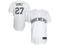 Carlos Gomez Milwaukee Brewers #27 Majestic Replica Jersey - White Pinstripe