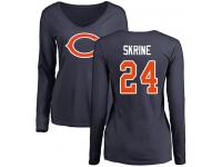 Chicago Bears Buster Skrine Women's Navy Blue - #24 Football Long Sleeve T-Shirt Name & Number Logo