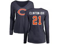Chicago Bears Ha Ha Clinton-Dix Women's Navy Blue - #21 Football Long Sleeve T-Shirt Name & Number Logo