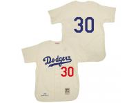 Cream 1955 Throwback Maury Wills Men #30 Mitchell And Ness MLB Los Angeles Dodgers Jersey