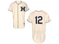 Cream Martin Maldonado Men #12 Majestic MLB Milwaukee Brewers 1913 Turn Back The Clock Jersey
