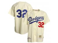 Cream Throwback Sandy Koufax Men #32 Mitchell And Ness MLB Los Angeles Dodgers Jersey