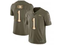 Denver Broncos Marquette King Men's Limited Olive Gold Nike Jersey - #1 NFL 2017 Salute to Service