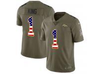 Denver Broncos Marquette King Men's Limited Olive USA Flag Nike Jersey - #1 NFL 2017 Salute to Service