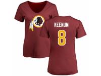 Football Women's Washington Redskins #8 Case Keenum Maroon Name & Number Logo T-Shirt