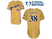 Gold Wily Peralta Men #38 Majestic MLB Milwaukee Brewers Cool Base Alternate Jersey