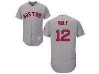 Gray Brock Holt Men #12 Majestic MLB Boston Red Sox Flexbase Collection Jersey