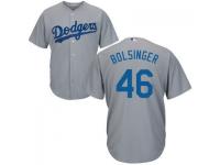 Gray Mike Bolsinger Authentic Player Men #46 Majestic MLB Los Angeles Dodgers 2016 New Cool Base Jersey