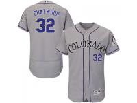 Gray Tyler Chatwood Men #32 Majestic MLB Colorado Rockies Flexbase Collection Jersey
