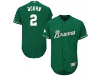 Green Celtic Michael Bourn Men #2 Majestic MLB Atlanta Braves Flexbase Collection Jersey