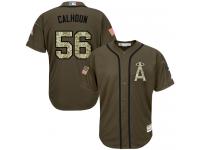 Green Kole Calhoun Men #56 Majestic MLB Los Angeles Angels Of Anaheim Salute To Service Jersey