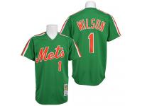 Green Throwback Mookie Wilson Men #1 Mitchell And Ness MLB New York Mets Jersey