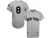 Grey 1951 Throwback Yogi Berra Men #8 Mitchell And Ness MLB New York Yankees Jersey