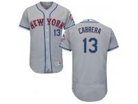 Grey Asdrubal Cabrera Men #13 Majestic MLB New York Mets Flexbase Collection Jersey