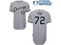 Grey Carlton Fisk Men #72 Majestic MLB Chicago White Sox Cool Base Road Jersey