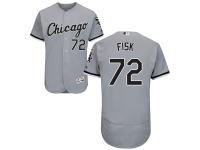 Grey Carlton Fisk Men #72 Majestic MLB Chicago White Sox Flexbase Collection Jersey