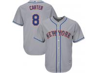 Grey  Gary Carter Men's Jersey #8 Cool Base MLB New York Mets Majestic Road