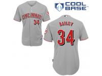 Grey Homer Bailey Men #34 Majestic MLB Cincinnati Reds Cool Base Road Jersey