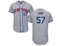 Grey Kevin Long Men #57 Majestic MLB New York Mets Flexbase Collection Jersey