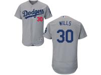 Grey Maury Wills Men #30 Majestic MLB Los Angeles Dodgers Flexbase Collection Jersey