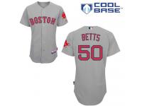 Grey Mookie Betts Men #50 Majestic MLB Boston Red Sox Cool Base Road Jersey