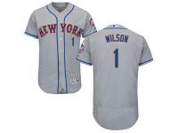 Grey Mookie Wilson Men #1 Majestic MLB New York Mets Flexbase Collection Jersey