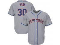 Grey  Nolan Ryan Men's Jersey #30 Cool Base MLB New York Mets Majestic Road