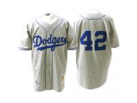 Grey Throwback Jackie Robinson Men #42 Mitchell And Ness MLB Los Angeles Dodgers Jersey
