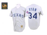 Grey Throwback Nolan Ryan Men #34 Mitchell And Ness MLB Texas Rangers Jersey
