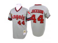 Grey Throwback Reggie Jackson Men #44 Mitchell And Ness MLB Los Angeles Angels Of Anaheim Jersey