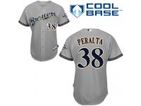 Grey Wily Peralta Men #38 Majestic MLB Milwaukee Brewers Cool Base Road Jersey