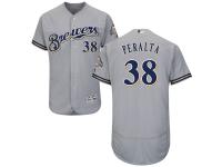 Grey Wily Peralta Men #38 Majestic MLB Milwaukee Brewers Flexbase Collection Jersey