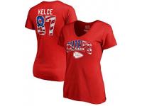 Kansas City Chiefs Travis Kelce NFL Pro Line by Fanatics Branded Women's Banner Wave Name & Number T-Shirt - Red