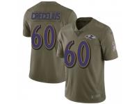 Limited Youth Randin Crecelius Baltimore Ravens Nike 2017 Salute to Service Jersey - Green