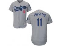 Majestic Logan Forsythe Authentic Men's Jersey - MLB Los Angeles Dodgers #11 Gray Alternate Flex Base