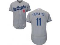 Majestic Logan Forsythe Authentic Men's Jersey - MLB Los Angeles Dodgers #11 Grey Road Flex Base
