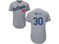 Majestic Maury Wills Authentic Men's 2017 World Series Bound Jersey - MLB Los Angeles Dodgers #30 Grey Road Flex Base