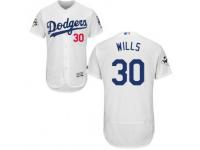 Majestic Maury Wills Authentic Men's 2017 World Series Bound Jersey - MLB Los Angeles Dodgers #30 White Home Flex Base