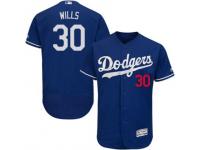 Majestic Maury Wills Authentic Men's Jersey - MLB Los Angeles Dodgers #30 Royal Blue Flexbase Collection