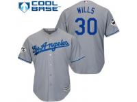 Majestic Maury Wills  Men's 2017 World Series Bound Jersey - MLB Los Angeles Dodgers #30 Grey Road Cool Base