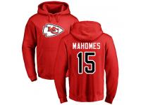 Men #15 Patrick Mahomes Red Football Name & Number Logo Kansas City Chiefs Pullover Hoodie
