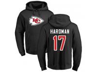 Men #17 Mecole Hardman Black Football Name & Number Logo Kansas City Chiefs Pullover Hoodie