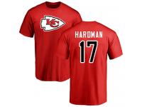 Men #17 Mecole Hardman Red Football Name & Number Logo Kansas City Chiefs T-Shirt
