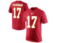 Men #17 Mecole Hardman Red Football Rush Pride Name & Number Kansas City Chiefs T-Shirt