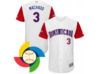 Men 2017 World Baseball Classic Canada #3 Manny Machado White Authentic Jersey