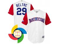 Men 2017 World Baseball Classic Dominican Adrian Beltre White Jersey