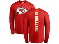 Men #21 Bashaud Breeland Red Football Backer Kansas City Chiefs Long Sleeve T-Shirt