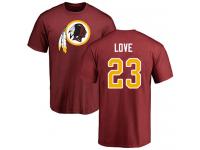 Men #23 Bryce Love Maroon Football Name & Number Logo Washington Redskins T-Shirt