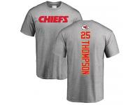 Men #25 Darwin Thompson Ash Football Backer Kansas City Chiefs T-Shirt